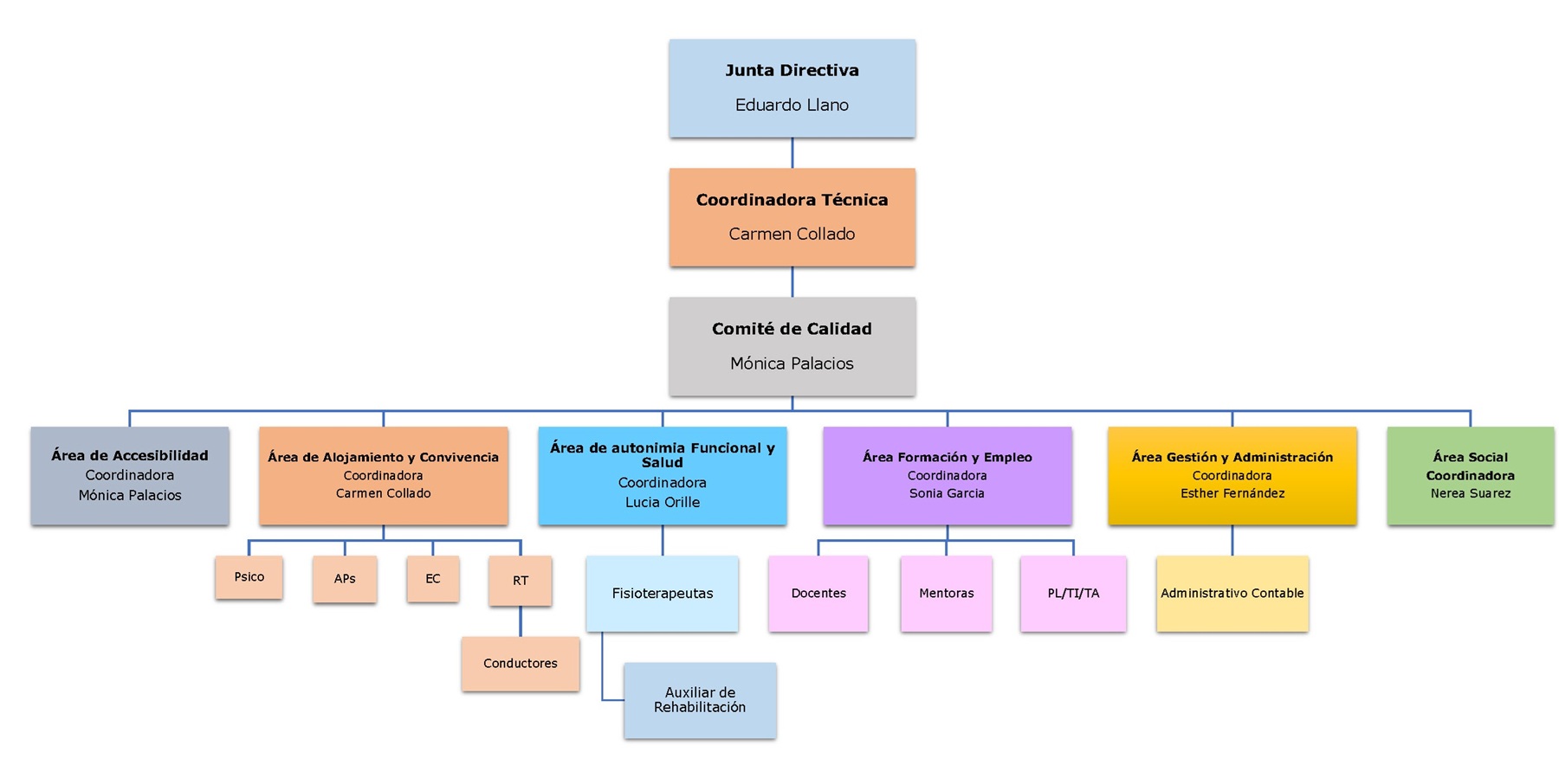 Organigrama de la estructura de ASPAYM Asturias