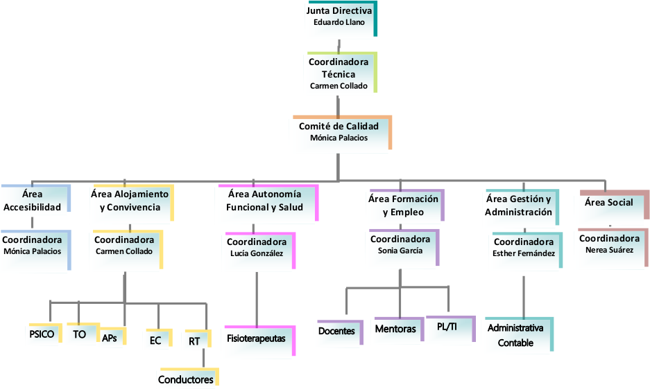 Organigrama de la estructura de ASPAYM Asturias