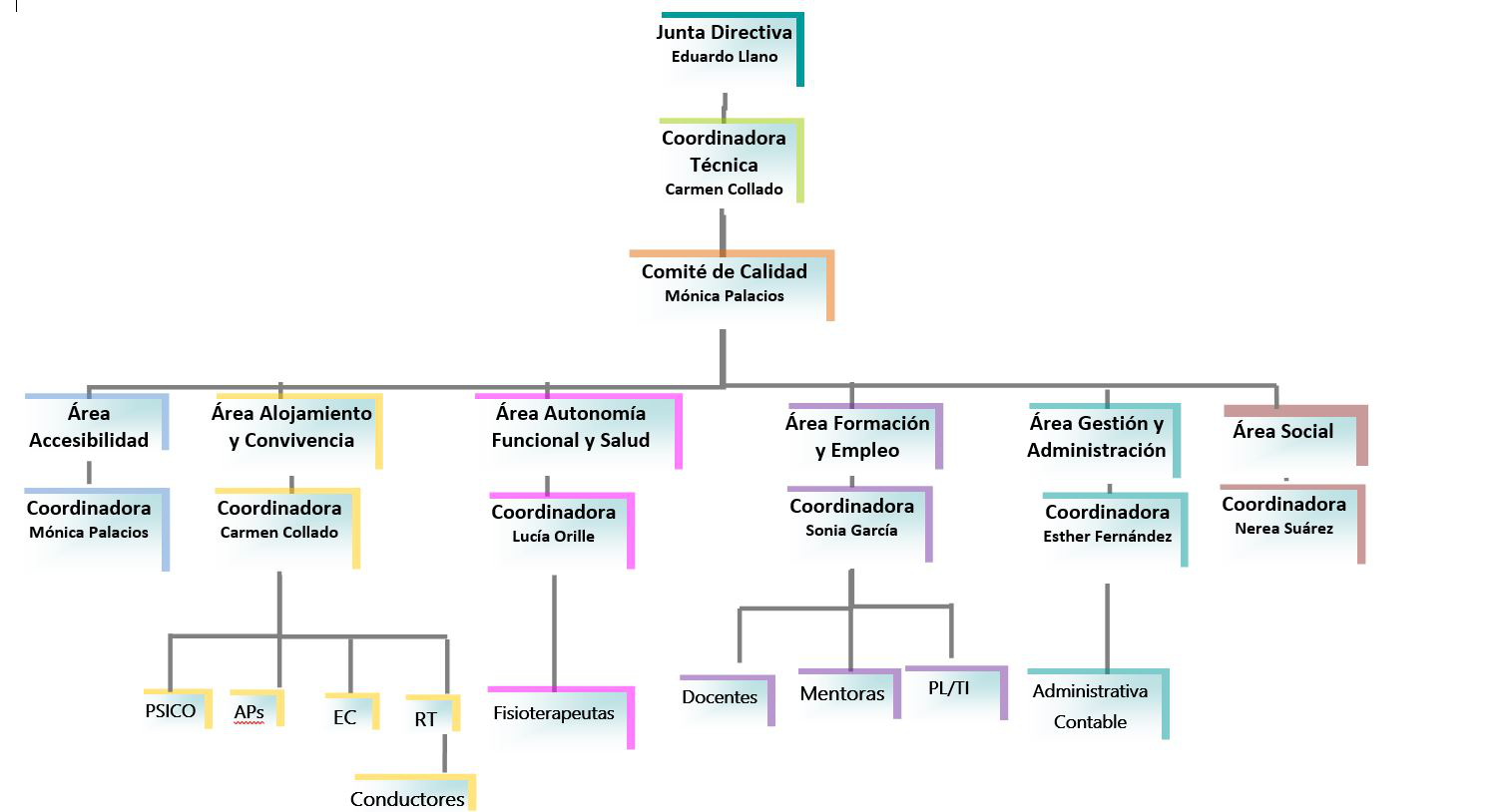 Organigrama de la estructura de ASPAYM Asturias