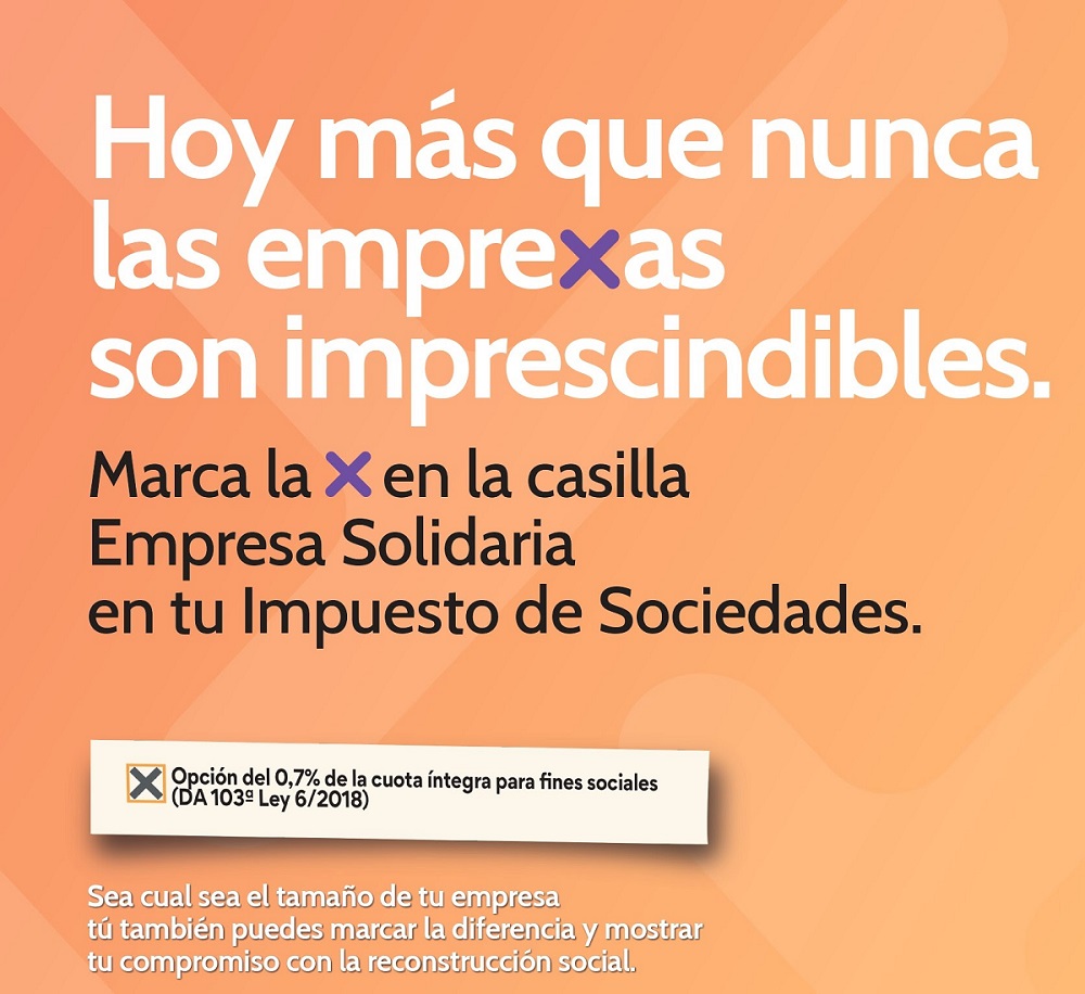 Marca la X de la casilla Empresa Solidaria en tu Impuesto de Sociedades